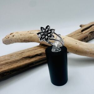 Sterling Silver Double Band Lotus Flower Ring